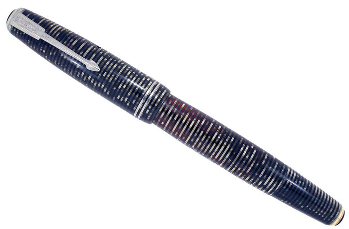 1941 PARKER SILVER PEARL DOUBLE JEWEL VACUMATIC FOUNTAIN MAJOR SIZE RESTORED OFFERED BY ANTIQUE DIGGER