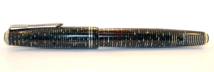 1941 PARKER SILVER PEARL DOUBLE JEWEL VACUMATIC FOUNTAIN MAJOR SIZE RESTORED OFFERED BY ANTIQUE DIGGER