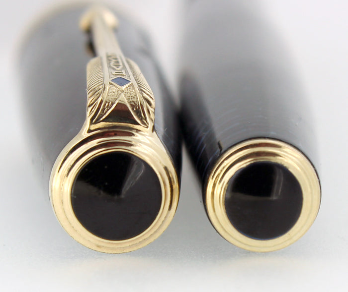 1941 PARKER VACUMATIC AZURE PEARL DOUBLE JEWEL LONG MAJOR FOUNTAIN PEN RESTORED OFFERED BY ANTIQUE DIGGER