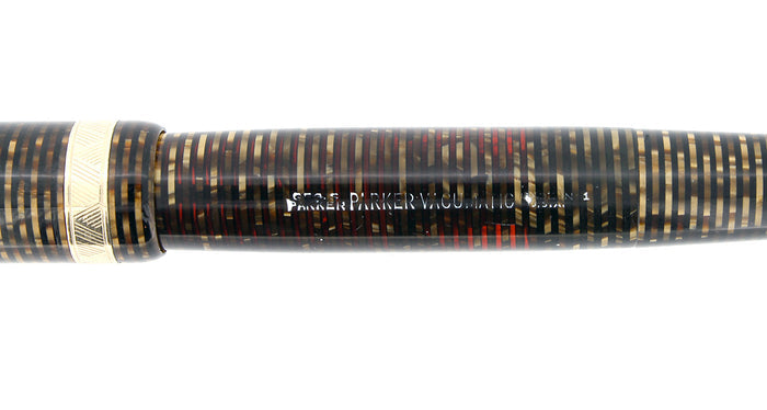 1941 PARKER VACUMATIC DOUBLE JEWEL GOLDEN PEARL CELLULOID FOUNTAIN PEN RESTORED OFFERED BY ANTIQUE DIGGER