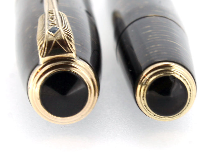 1941 PARKER VACUMATIC DOUBLE JEWEL GOLDEN PEARL CELLULOID FOUNTAIN PEN RESTORED OFFERED BY ANTIQUE DIGGER