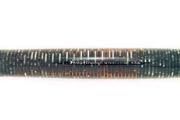 1941 PARKER VACUMATIC MAJOR EMERALD PEARL DOUBLE JEWELED FOUNTAIN PEN RESTORED OFFERED BY ANTIQUE DIGGER