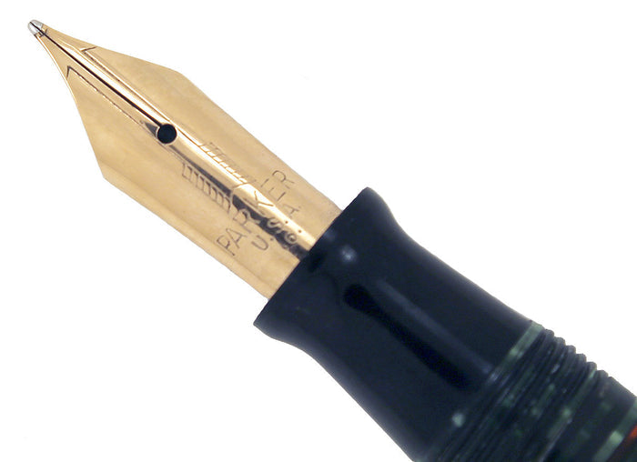 1941 PARKER VACUMATIC MAJOR EMERALD PEARL DOUBLE JEWELED FOUNTAIN PEN RESTORED OFFERED BY ANTIQUE DIGGER
