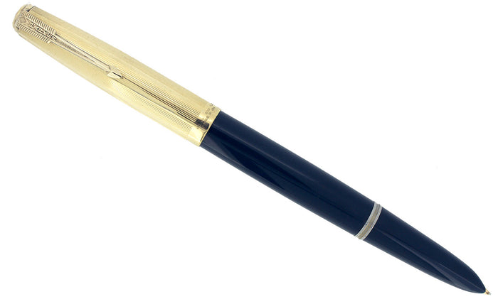 1942 PARKER 51 SINGLE JEWEL CEDAR BLUE VACUMATIC FOUNTAIN PEN RESTORED OFFERED BY ANTIQUE DIGGER