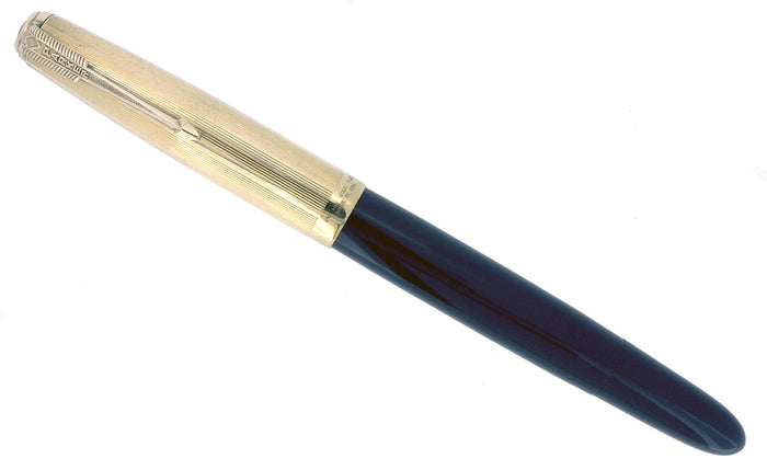1942 PARKER 51 SINGLE JEWEL CEDAR BLUE VACUMATIC FOUNTAIN PEN RESTORED OFFERED BY ANTIQUE DIGGER