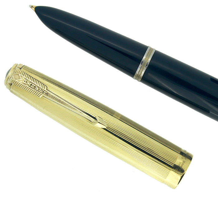 1942 PARKER 51 SINGLE JEWEL CEDAR BLUE VACUMATIC FOUNTAIN PEN RESTORED OFFERED BY ANTIQUE DIGGER