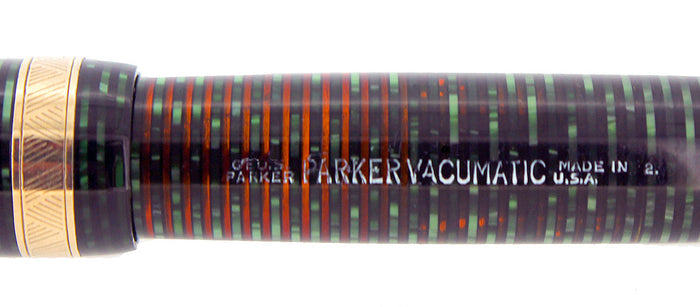 1942 PARKER EMERALD PEARL VACUMATIC MAJOR FOUNTAIN PEN XF-B FLEX NIB RESTORED OFFERED BY ANTIQUE DIGGER