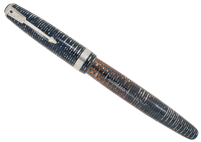 1942 PARKER SILVER PEARL VACUMATIC FOUNTAIN PEN F to B NIB MAJOR SIZE RESTORED OFFERED BY ANTIQUE DIGGER