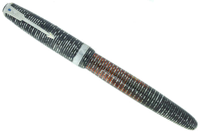 1942 PARKER SILVER PEARL VACUMATIC MAJOR FOUNTAIN PEN XXF-M FLEX NIB RESTORED OFFERED BY ANTIQUE DIGGER
