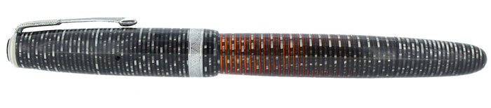 1942 PARKER SILVER PEARL VACUMATIC MAJOR FOUNTAIN PEN XXF-M FLEX NIB RESTORED OFFERED BY ANTIQUE DIGGER