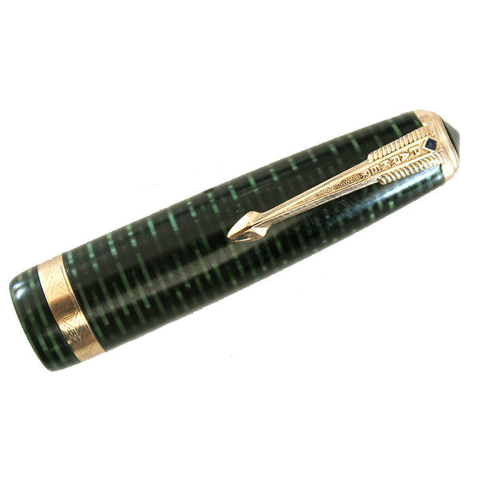 1943 PARKER EMERALD CELLULOID VACUMATIC DEBUTANTE FOUNTAIN PEN RESTORED