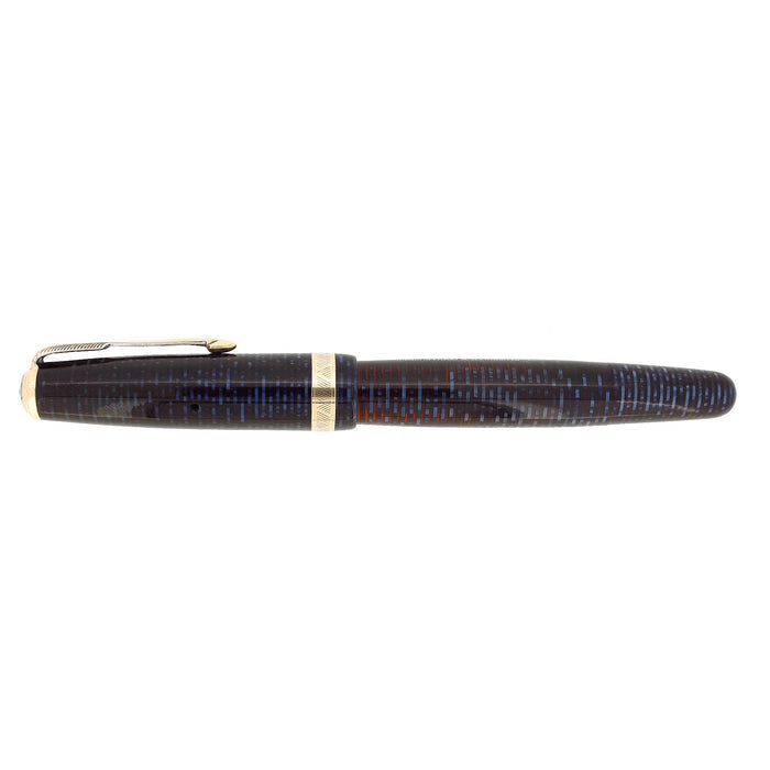 1943 PARKER VACUMATIC AZURE PEARL SINGLE JEWEL MAJOR FOUNTAIN PEN RESTORED OFFERED BY ANTIQUE DIGGER