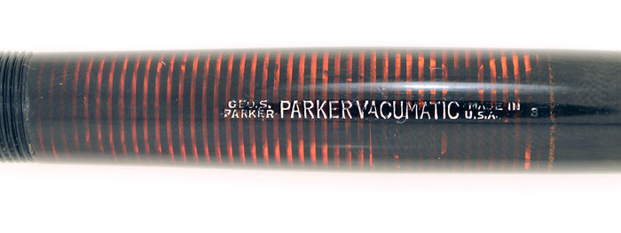 1943 PARKER VACUMATIC JET BLACK CELLULOID FOUNTAIN PEN WITH F to B NIB RESTORED OFFER BY ANTIQUE DIGGER