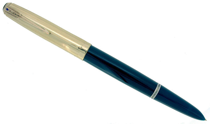 1944 PARKER 51 CEDAR BLUE VACUMATIC FOUNTAIN PEN MEDIUM NIB RESTORED OFFERED BY ANTIQUE DIGGER