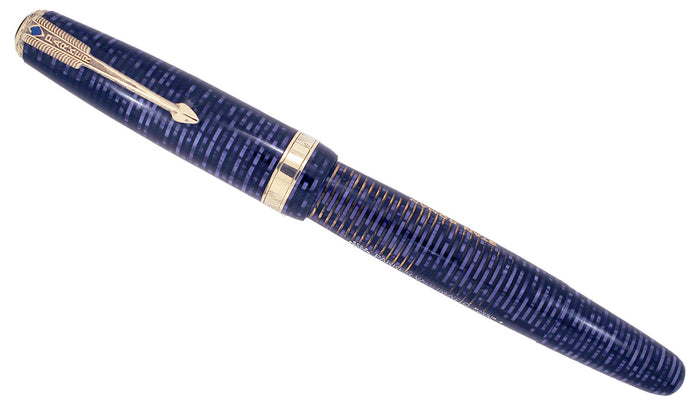1944 PARKER AZURE PEARL VACUMATIC MAJOR FOUNTAIN PEN NEAR MINT CONDITION AND RESTORED OFFERED BY ANTIQUE DIGGER