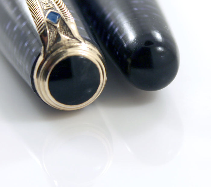 1944 PARKER AZURE PEARL VACUMATIC MAJOR FOUNTAIN PEN NEAR MINT CONDITION AND RESTORED OFFERED BY ANTIQUE DIGGER