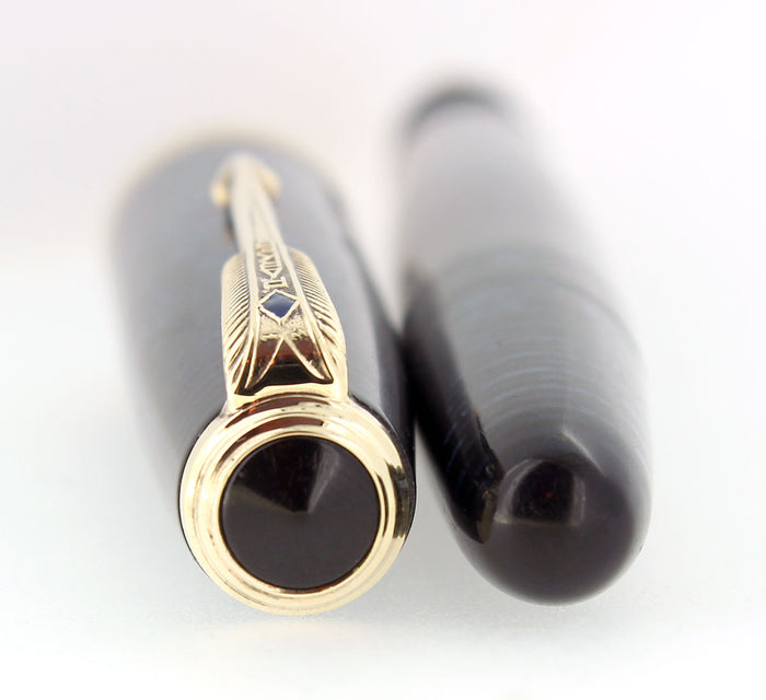 1944 PARKER AZURE PEARL VACUMATIC MAJOR FOUNTAIN PEN RESTORED OFFERED BY ANTIQUE DIGGER
