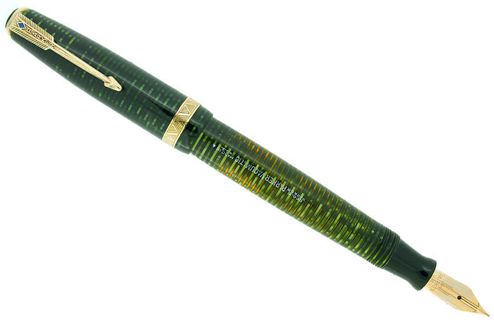 1944 PARKER EMERALD PEARL VACUMATIC FOUNTAIN PEN RESTORED GORGEOUS COLOR OFFERED BY ANTIQUE DIGGER
