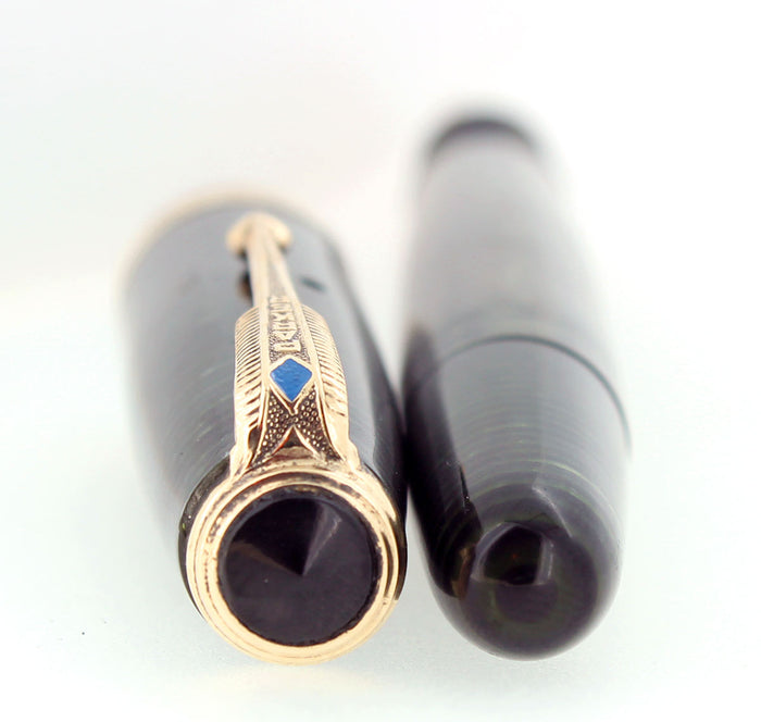 1944 PARKER EMERALD PEARL VACUMATIC MED 14K NIB FOUNTAIN PEN RESTORED EXCELLENT OFFERED BY ANTIQUE DIGGER
