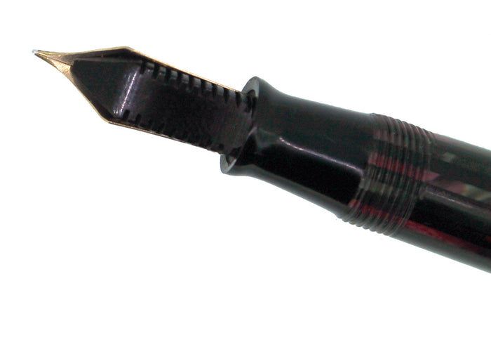 1944 PARKER STRIPED SENIOR DUOFOLD DUSTY ROSE CELLULOID FOUNTAIN PEN RESTORED OFFERED BY ANTIQUE DIGGER