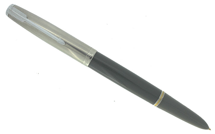 1945 PARKER 51 VACUMATIC DOVE GRAY FOUNTAIN PEN & PENCIL SET WITH BOX RESTORED OFFERED BY ANTIQUE DIGGER