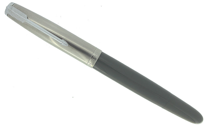 1945 PARKER 51 VACUMATIC DOVE GRAY FOUNTAIN PEN & PENCIL SET WITH BOX RESTORED OFFERED BY ANTIQUE DIGGER