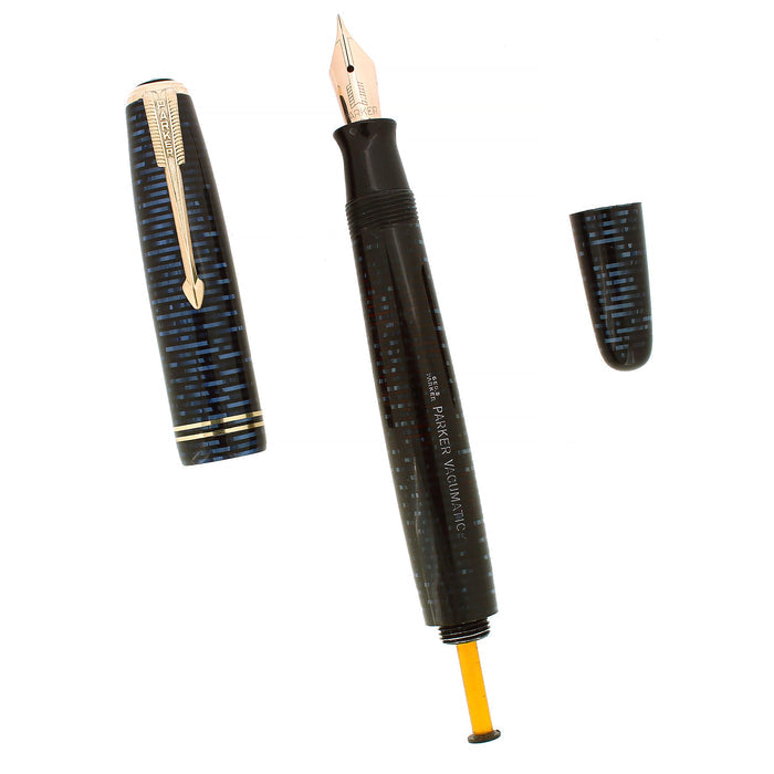 1945 PARKER AZURE BLUE PEARL VACUMATIC FOUNTAIN PEN RESTORED EXCELLENT OFFERED BY ANTIQUE DIGGER