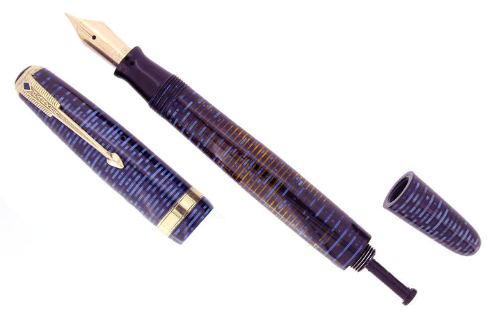 1945 PARKER AZURE PEARL VACUMATIC MAJOR FOUNTAIN PEN GORGEOUS COLOR RESTORED OFFERED BY ANTIQUE DIGGER
