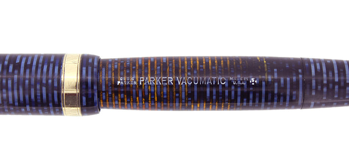 1945 PARKER AZURE PEARL VACUMATIC MAJOR FOUNTAIN PEN GORGEOUS COLOR RESTORED OFFERED BY ANTIQUE DIGGER