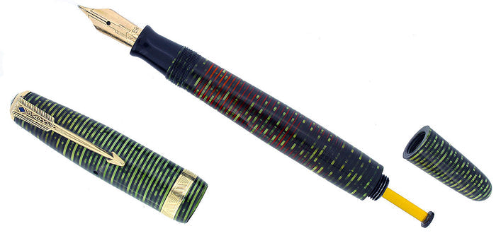 1945 PARKER EMERALD PEARL VACUMATIC MAJOR FOUNTAIN PEN F-BB FLEX NIB RESTORED OFFERED BY ANTIQUE DIGGER