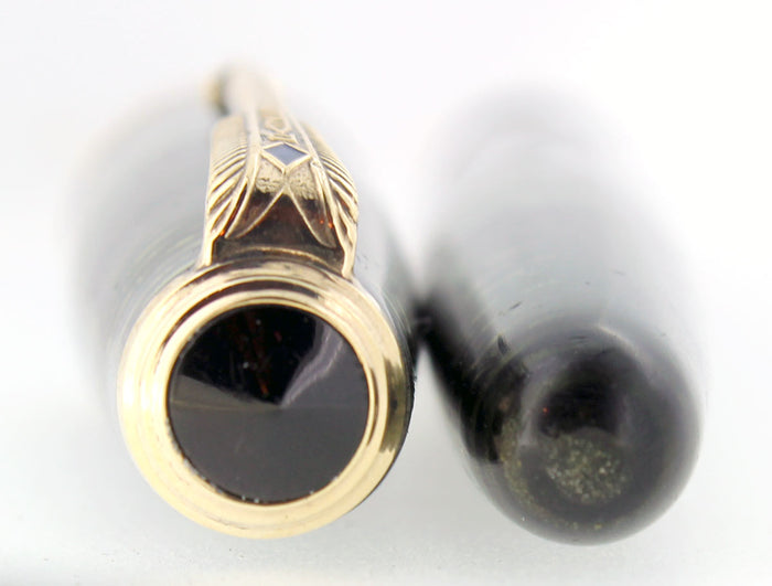 1945 PARKER EMERALD PEARL VACUMATIC MAJOR FOUNTAIN PEN F-BB FLEX NIB RESTORED OFFERED BY ANTIQUE DIGGER