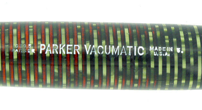 1945 PARKER EMERALD PEARL VACUMATIC MAJOR FOUNTAIN PEN F-BB FLEX NIB RESTORED OFFERED BY ANTIQUE DIGGER