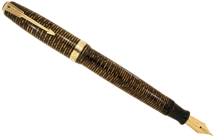 1945 PARKER GOLDEN PEARL VACUMATIC MAJOR FOUNTAIN PEN F to BB FLEX NIB WITH SEAMED CELLULOID RESTORED OFFERED BY ANTIQUE DIGGER