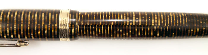1945 PARKER GOLDEN PEARL VACUMATIC MAJOR FOUNTAIN PEN F to BB FLEX NIB WITH SEAMED CELLULOID RESTORED OFFERED BY ANTIQUE DIGGER