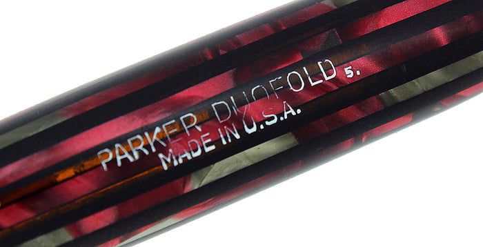 1945 PARKER SENIOR DUOFOLD DUSTY ROSE CELLULOID FOUNTAIN PEN M-B NIB RESTORED OFFERED BY ANTIQUE DIGGER