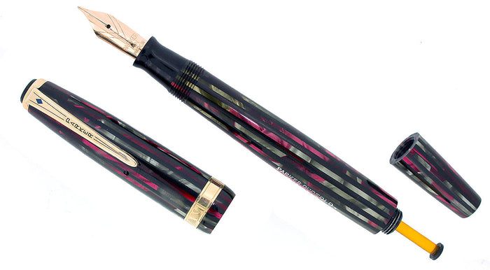 1945 PARKER SENIOR DUOFOLD DUSTY ROSE CELLULOID FOUNTAIN PEN RESTORED OFFERED BY ANTIQUE DIGGER