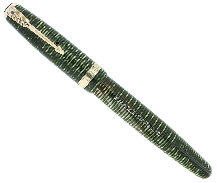 1945 PARKER VACUMATIC EMERALD PEARL MAJOR FOUNTAIN PEN RESTORED OFFERED BY ANTIQUE DIGGER