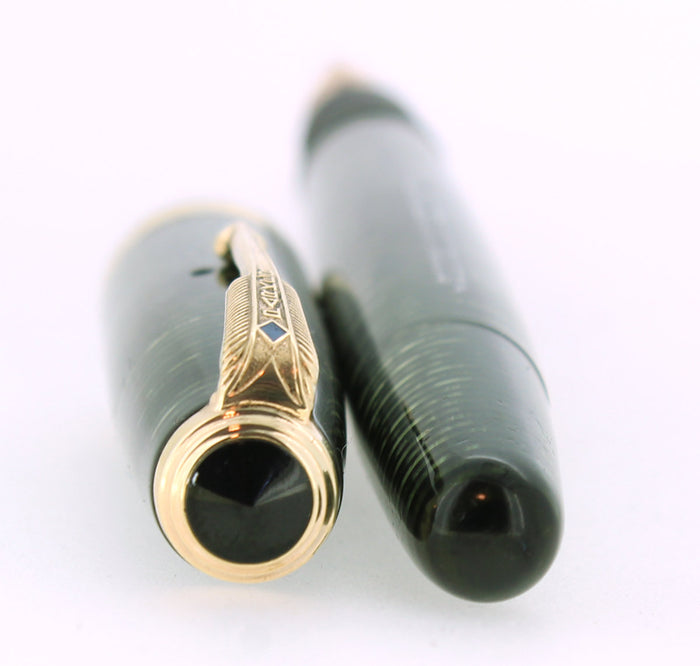 1945 PARKER VACUMATIC EMERALD PEARL MAJOR FOUNTAIN PEN RESTORED OFFERED BY ANTIQUE DIGGER