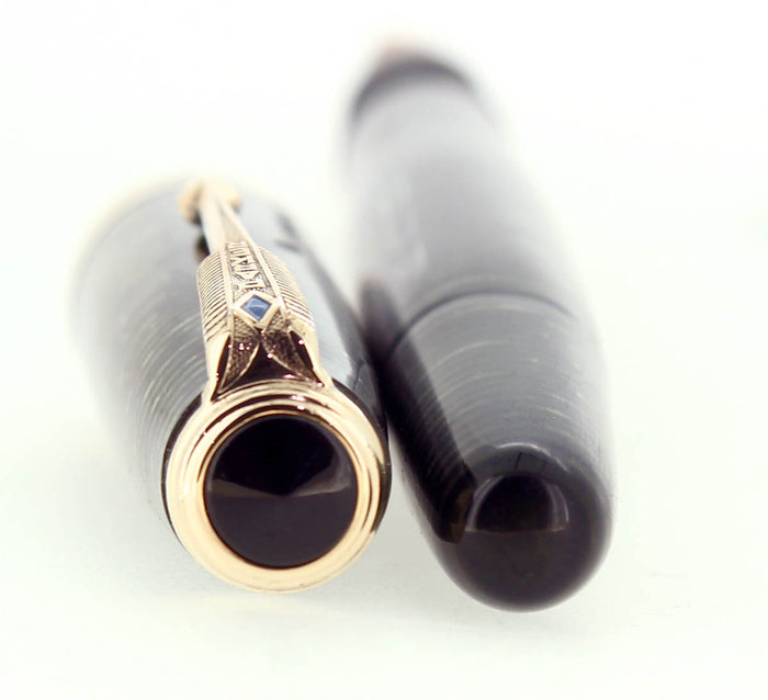 1945 PARKER VACUMATIC EMERALD PEARL SINGLE JEWEL MAJOR FOUNTAIN PEN RESTORED OFFERED BY ANTIQUE DIGGER