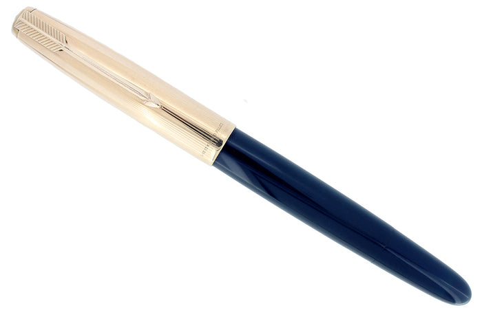 1946 PARKER 51 CEDAR BLUE VACUMATIC FOUNTAIN PEN RESTORED STUB NIB RESTORED OFFERED BY ANTIQUE DIGGER