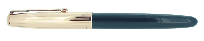 1946 PARKER 51 CEDAR BLUE VACUMATIC FOUNTAIN PEN RESTORED STUB NIB RESTORED OFFERED BY ANTIQUE DIGGER