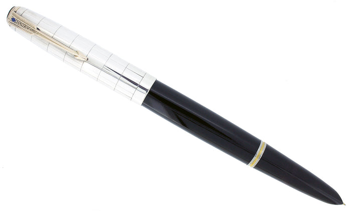 1946 PARKER 51 VACUMATIC ARIEL KULLOCK STERLING WINDOW PANE CAP FOUNTAIN PEN RESTORED OFFERED BY ANTIQUE DIGGER