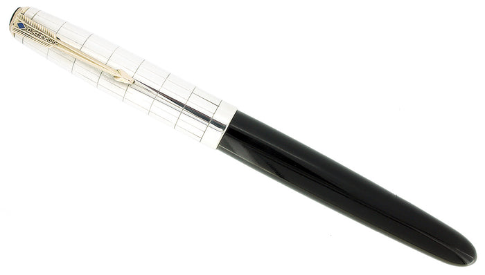 1946 PARKER 51 VACUMATIC ARIEL KULLOCK STERLING WINDOW PANE CAP FOUNTAIN PEN RESTORED OFFERED BY ANTIQUE DIGGER