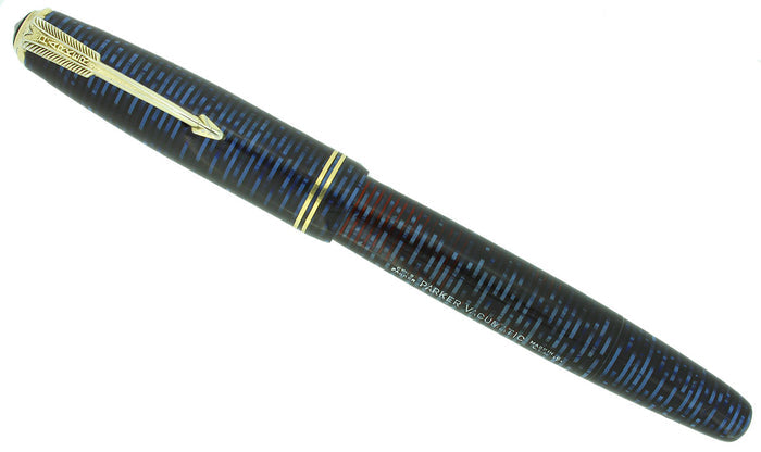 1946 PARKER AZURE BLUE PEARL VACUMATIC FOUNTAIN PEN MAJOR SIZE RESTORED OFFERED BY ANTIQUE DIGGER