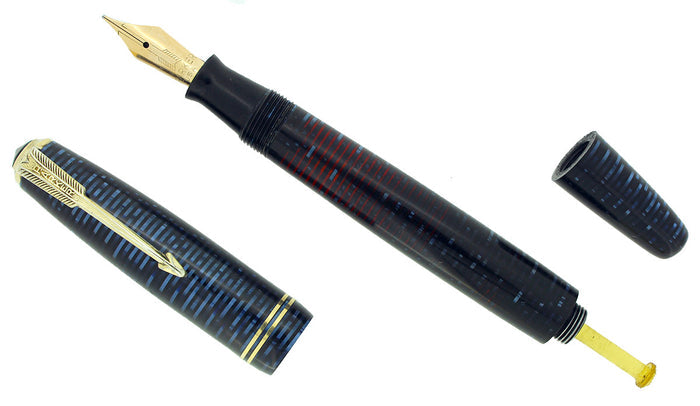 1946 PARKER AZURE BLUE PEARL VACUMATIC FOUNTAIN PEN MAJOR SIZE RESTORED OFFERED BY ANTIQUE DIGGER