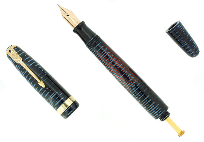 1946 PARKER AZURE PEARL VACUMATIC MAJOR SINGLE JEWEL FOUNTAIN PEN RESTORED OFFERED BY ANTIQUE DIGGER