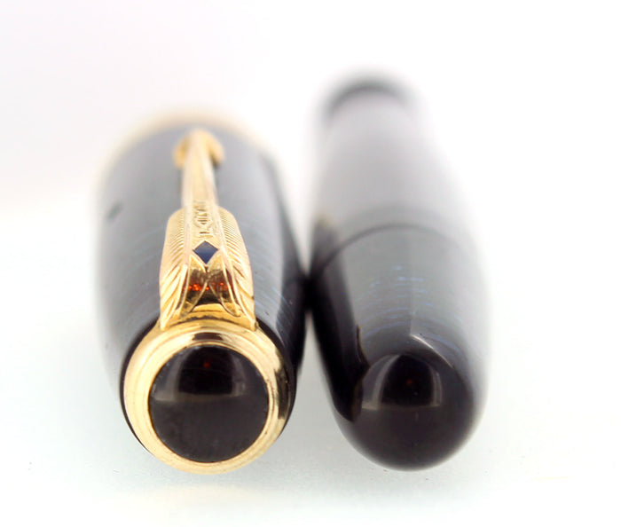 1946 PARKER AZURE PEARL VACUMATIC MAJOR SINGLE JEWEL FOUNTAIN PEN RESTORED OFFERED BY ANTIQUE DIGGER