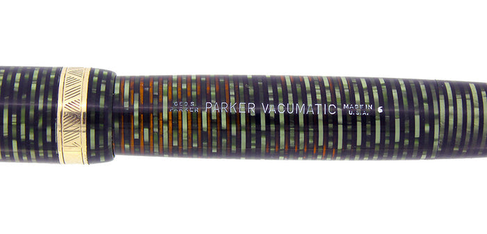 1946 PARKER EMERALD PEARL VACUMATIC MAJOR FOUNTAIN PEN F-BBB+ FLEX NIB RESTORED OFFERED BY ANTIQUE DIGGER