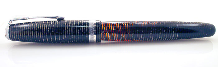 1946 PARKER SILVER PEARL VACUMATIC MAJOR FOUNTAIN PEN F to B FLEX NIB RESTORED OFFERED BY ANTIQUE DIGGER