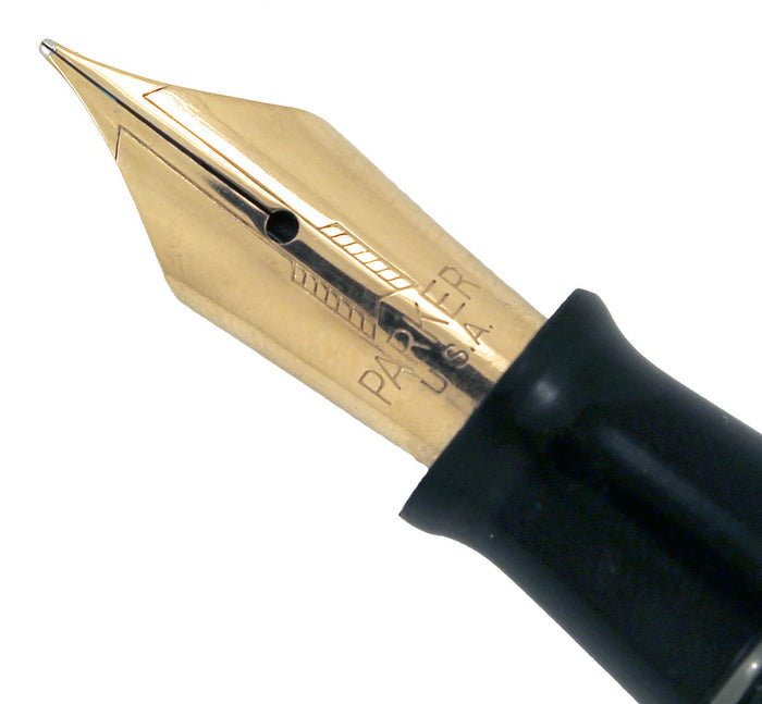 1946 PARKER SILVER PEARL VACUMATIC MAJOR FOUNTAIN PEN F to B FLEX NIB RESTORED OFFERED BY ANTIQUE DIGGER